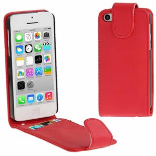 Vertical Flip Leather Case with Credit Card Slot for iPhone 5C(Red)