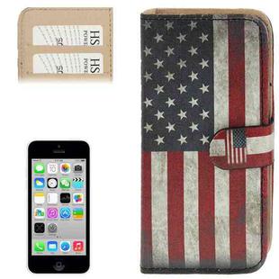 Retro USA Flag Pattern Leather Case with Credit Card Slots for iPhone 5C