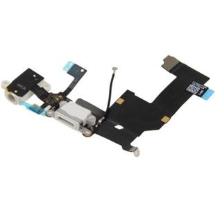 Original Tail Connector Charger Flex Cable + Headphone Audio Jack Ribbon Flex Cable for iPhone 5(White)