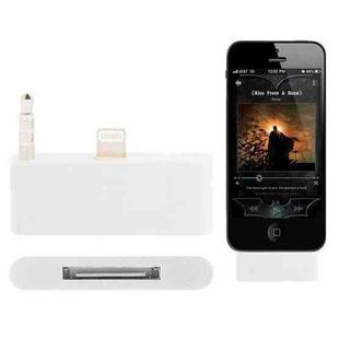 30 Pin to 8 Pin Audio Adapter with 3.5mm Jack for iPhone 5 & 5C & 5S(White)