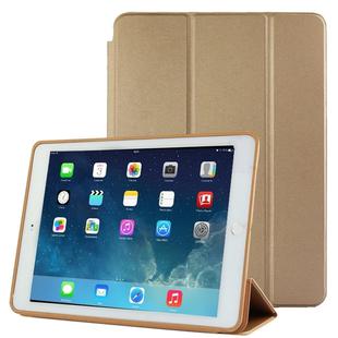 3-fold Naturally Treated Smart Leather Case with Sleep / Wake-up Function & Holder for iPad Air 2(Gold)