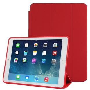 3-fold Naturally Treated Smart Leather Case with Sleep / Wake-up Function & Holder for iPad Air 2(Red)