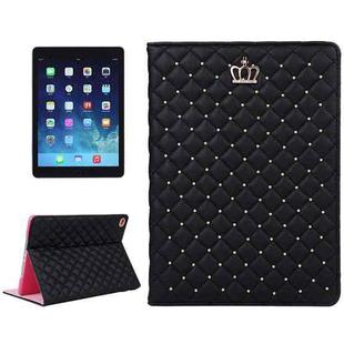 Crown Plaid Texture Horizontal Flip Smart Leather Case with Holder for iPad Air 2 / iPad 6(Black)