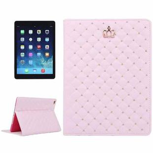 Crown Plaid Texture Horizontal Flip Smart Leather Case with Holder for iPad Air 2 / iPad 6(Pink)