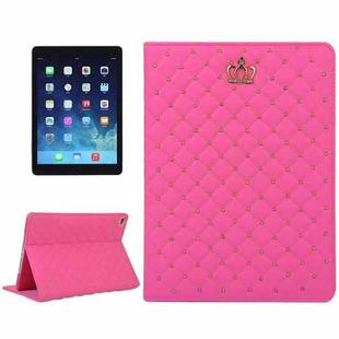 Crown Plaid Texture Horizontal Flip Smart Leather Case with Holder for iPad Air 2 / iPad 6(Magenta)