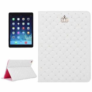 Crown Plaid Texture Horizontal Flip Smart Leather Case with Holder for iPad Air 2 / iPad 6(White)