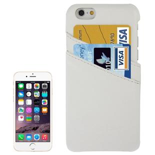 For iPhone 6 Litchi Texture Leather Back Cover Case with Card Slots and Fashion Logo(White)