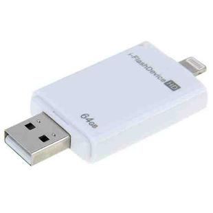 64GB i-Flash Driver HD USB 2.0 Drive Memory Stick for iPhone (White)