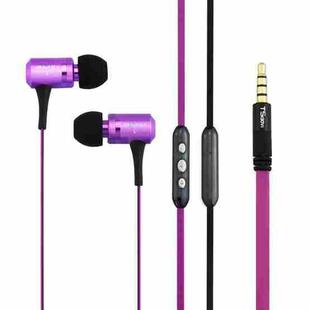 Awei-TS130Vi 3.5mm Plug Noodle Wire Style In-ear Stereo Earphone, For iPhone, Galaxy, Huawei, Xiaomi, LG, HTC and Other Smart Phones(Purple)