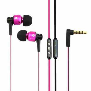 awei TE55VI 3.5mm Plug Noodle Wire Style In-ear Stereo Earphone with Mic, For iPhone, Galaxy, Huawei, Xiaomi, LG, HTC and Other Smart Phones(Magenta)