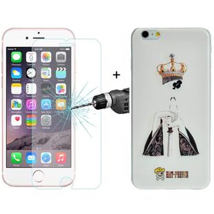 ENKAY Hat-Prince 2 in 1 Creative Character Pattern White TPU Protective Case + 0.26mm 9H+ Surface Hardness 2.5D Explosion-proof Tempered Glass Film for iPhone 6 & 6s