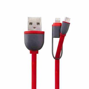 1m 2 in 1 8 Pin & Micro USB to USB Data / Charger Cable(Red)