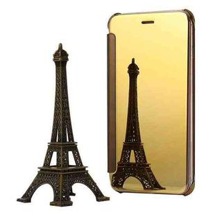 For iPhone 6 Plus & 6s Plus Electroplating Mirror Horizontal Flip PC + Leather Protective Case (Gold)