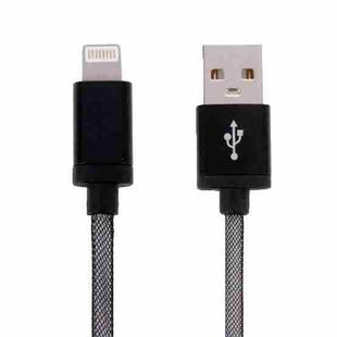 Net Style Metal Head USB to 8 Pin Data / Charger Cable, Cable Length: 25cm(Black)