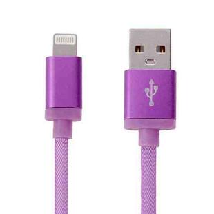 Net Style Metal Head USB to 8 Pin Data / Charger Cable, Cable Length: 25cm(Purple)