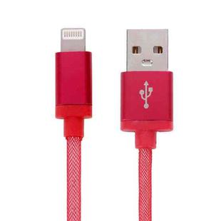 Net Style Metal Head USB to 8 Pin Data / Charger Cable, Cable Length: 25cm(Red)