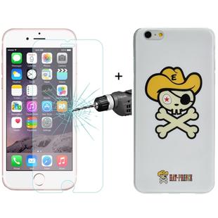 ENKAY Hat-Prince 2 in 1 Creative Character Pattern White TPU Protective Case + 0.26mm 9H+ Surface Hardness 2.5D Explosion-proof Tempered Glass Film for iPhone 6 Plus & 6s Plus