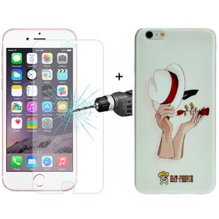 ENKAY Hat-Prince 2 in 1 Creative Character Pattern White TPU Protective Case + 0.26mm 9H+ Surface Hardness 2.5D Explosion-proof Tempered Glass Film for iPhone 6 Plus & 6s Plus