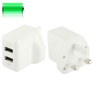 UK Plug Dual USB Power Charger Adapter, For iPad, iPhone, Galaxy, Huawei, Xiaomi, LG, HTC and Other Smart Phones, Rechargeable Devices(White)