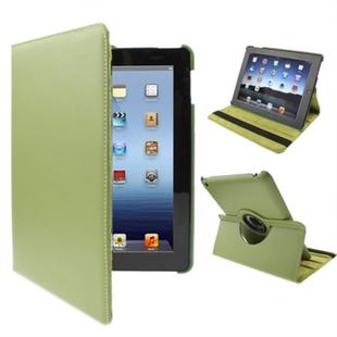 360 Degree Rotatable PU Leather Case with Sleep / Wake-up Function & Holder for New iPad (iPad 3) / iPad 2 / iPad 4, Olive Green