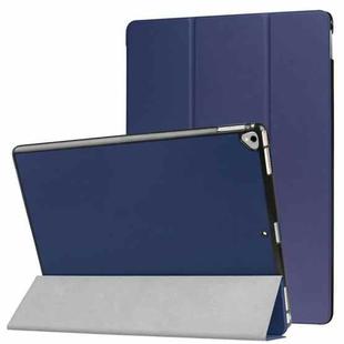 Custer Texture Horizontal Flip Smart Leather Case with 3-folding Holder  & Sleep / Wake-up Function for iPad Pro 12.9 inch 2017 / 2015(Dark Blue)