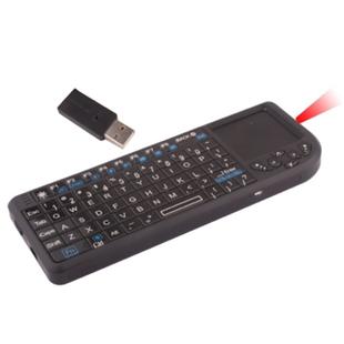 2.4GHz Wireless Mini PC Keyboard with Touchpad Laser Pointer(Black)