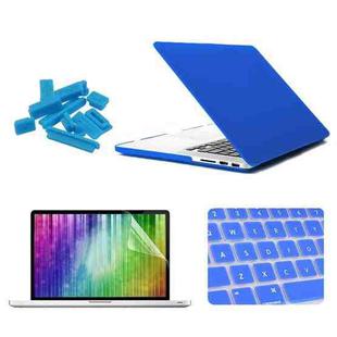ENKAY for MacBook Pro Retina 13.3 inch (US Version) / A1425 / A1502 4 in 1 Frosted Hard Shell Plastic Protective Case with Screen Protector & Keyboard Guard & Anti-dust Plugs(Dark Blue)