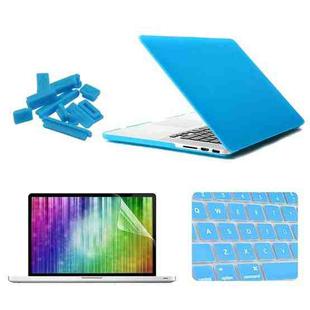 ENKAY for MacBook Pro Retina 15.4 inch (US Version) / A1398 4 in 1 Frosted Hard Shell Plastic Protective Case with Screen Protector & Keyboard Guard & Anti-dust Plugs(Blue)