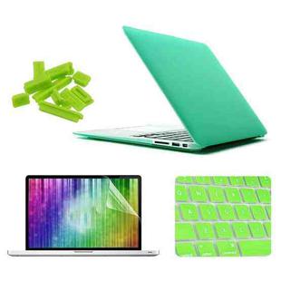 ENKAY for MacBook Air 11.6 inch (US Version) / A1370 / A1465 4 in 1 Frosted Hard Shell Plastic Protective Case with Screen Protector & Keyboard Guard & Anti-dust Plugs(Green)