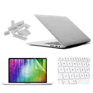 ENKAY for MacBook Air 11.6 inch (US Version) / A1370 / A1465 4 in 1 Frosted Hard Shell Plastic Protective Case with Screen Protector & Keyboard Guard & Anti-dust Plugs(White)