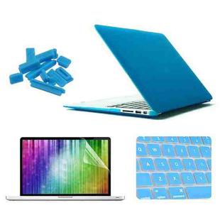 ENKAY for MacBook Air 13.3 inch (US Version) 4 in 1 Frosted Hard Shell Plastic Protective Case with Screen Protector & Keyboard Guard & Anti-dust Plugs(Blue)