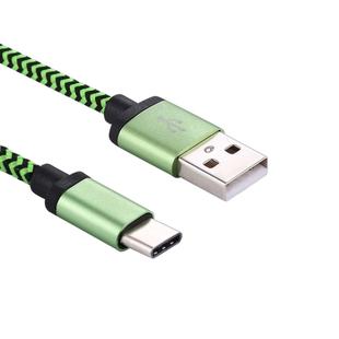 1m Woven Style USB-C / Type-C 3.1 to USB 2.0 Data Sync Charge Cable(Green)