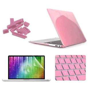 ENKAY for MacBook Air 11.6 inch (US Version) / A1370 / A1465 4 in 1 Crystal Hard Shell Plastic Protective Case with Screen Protector & Keyboard Guard & Anti-dust Plugs(Pink)