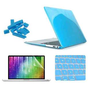ENKAY for MacBook Air 13.3 inch (US Version) / A1369 / A1466 4 in 1 Crystal Hard Shell Plastic Protective Case with Screen Protector & Keyboard Guard & Anti-dust Plugs(Blue)