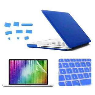 ENKAY for MacBook Pro 13.3 inch (US Version) / A1278 4 in 1 Frosted Hard Shell Plastic Protective Case with Screen Protector & Keyboard Guard & Anti-dust Plugs(Dark Blue)