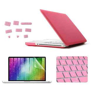 ENKAY for MacBook Pro 13.3 inch (US Version) / A1278 4 in 1 Frosted Hard Shell Plastic Protective Case with Screen Protector & Keyboard Guard & Anti-dust Plugs(Pink)