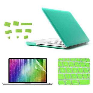 ENKAY for MacBook Pro 15.4 inch (US Version) / A1286 4 in 1 Frosted Hard Shell Plastic Protective Case with Screen Protector & Keyboard Guard & Anti-dust Plugs(Green)