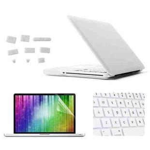 ENKAY for MacBook Pro 15.4 inch (US Version) / A1286 4 in 1 Frosted Hard Shell Plastic Protective Case with Screen Protector & Keyboard Guard & Anti-dust Plugs(White)