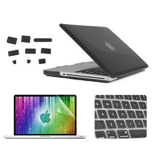 ENKAY for MacBook Pro 13.3 inch (US Version) / A1278 4 in 1 Crystal Hard Shell Plastic Protective Case with Screen Protector & Keyboard Guard & Anti-dust Plugs(Black)