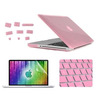 ENKAY for MacBook Pro 15.4 inch (US Version) / A1286 4 in 1 Crystal Hard Shell Plastic Protective Case with Screen Protector & Keyboard Guard & Anti-dust Plugs(Pink)