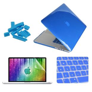 ENKAY for MacBook Pro Retina 15.4 inch (US Version) / A1398 4 in 1 Crystal Hard Shell Plastic Protective Case with Screen Protector & Keyboard Guard & Anti-dust Plugs(Dark Blue)