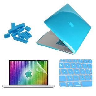 ENKAY for MacBook Pro Retina 15.4 inch (US Version) / A1398 4 in 1 Crystal Hard Shell Plastic Protective Case with Screen Protector & Keyboard Guard & Anti-dust Plugs(Blue)