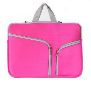 Double Pocket Zip Handbag Laptop Bag for Macbook Air 13 inch(Magenta)