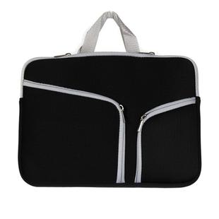 Double Pocket Zip Handbag Laptop Bag for Macbook Pro 15 inch(Black)