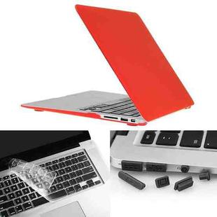 ENKAY for Macbook Air 11.6 inch (US Version) / A1370 / A1465 Hat-Prince 3 in 1 Frosted Hard Shell Plastic Protective Case with Keyboard Guard & Port Dust Plug(Red)