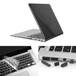 ENKAY for Macbook Air 13.3 inch (US Version) / A1369 / A1466 Hat-Prince 3 in 1 Crystal Hard Shell Plastic Protective Case with Keyboard Guard & Port Dust Plug(Black)