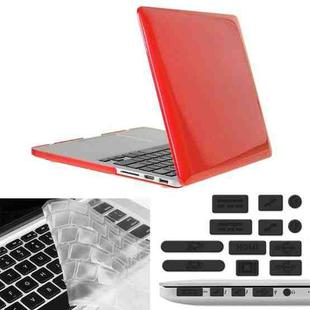 ENKAY for Macbook Pro Retina 13.3 inch (US Version) / A1425 / A1502 Hat-Prince 3 in 1 Crystal Hard Shell Plastic Protective Case with Keyboard Guard & Port Dust Plug(Red)