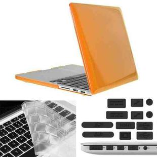 ENKAY for Macbook Pro Retina 15.4 inch (US Version) / A1398 Hat-Prince 3 in 1 Crystal Hard Shell Plastic Protective Case with Keyboard Guard & Port Dust Plug(Orange)