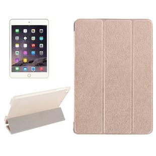 Silk Texture Horizontal Flip Leather Case with Three-Folding Holder for iPad mini 4(Gold)