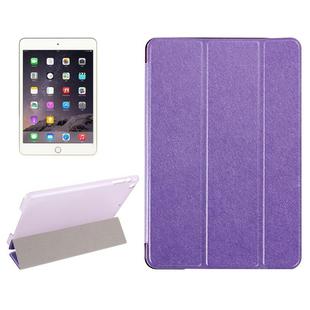 Silk Texture Horizontal Flip Leather Case with Three-Folding Holder for iPad mini 4(Purple)